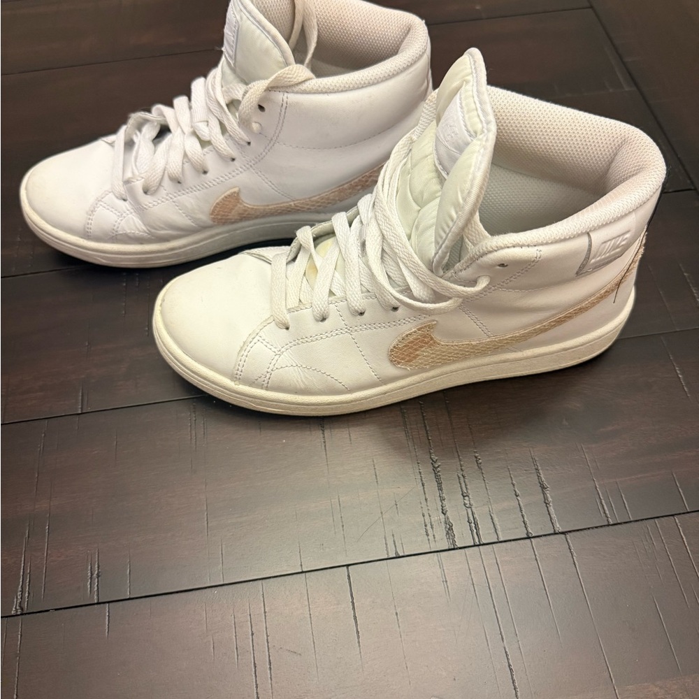 Nike White and Beige High-Top Sneakers